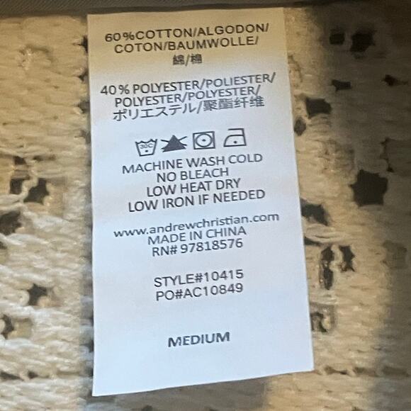 Andrew Christian Crochet Muscle Shirt Cream Medium - Picture 4 of 7